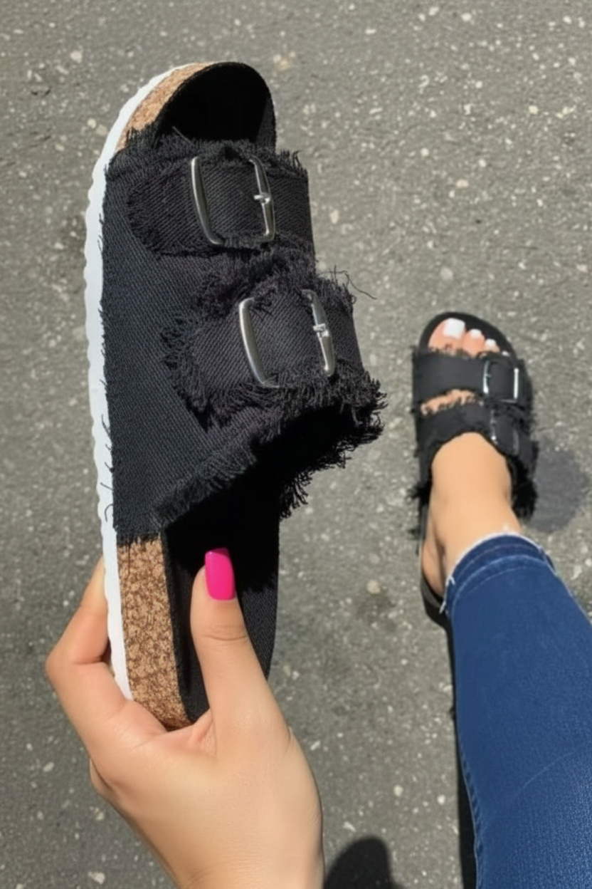 Elegant Buckle Summer Flip Flops