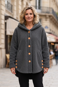 Janiyah | Damen-Wintermantel aus Teddyfell mit Kapuze