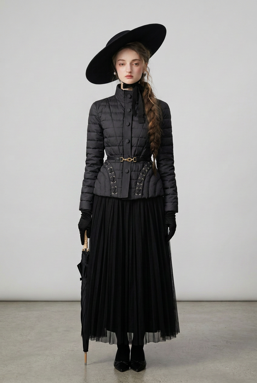 Joni black quilted jacket studio preview