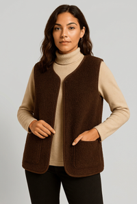 Kaylah dark gilet front studio preview