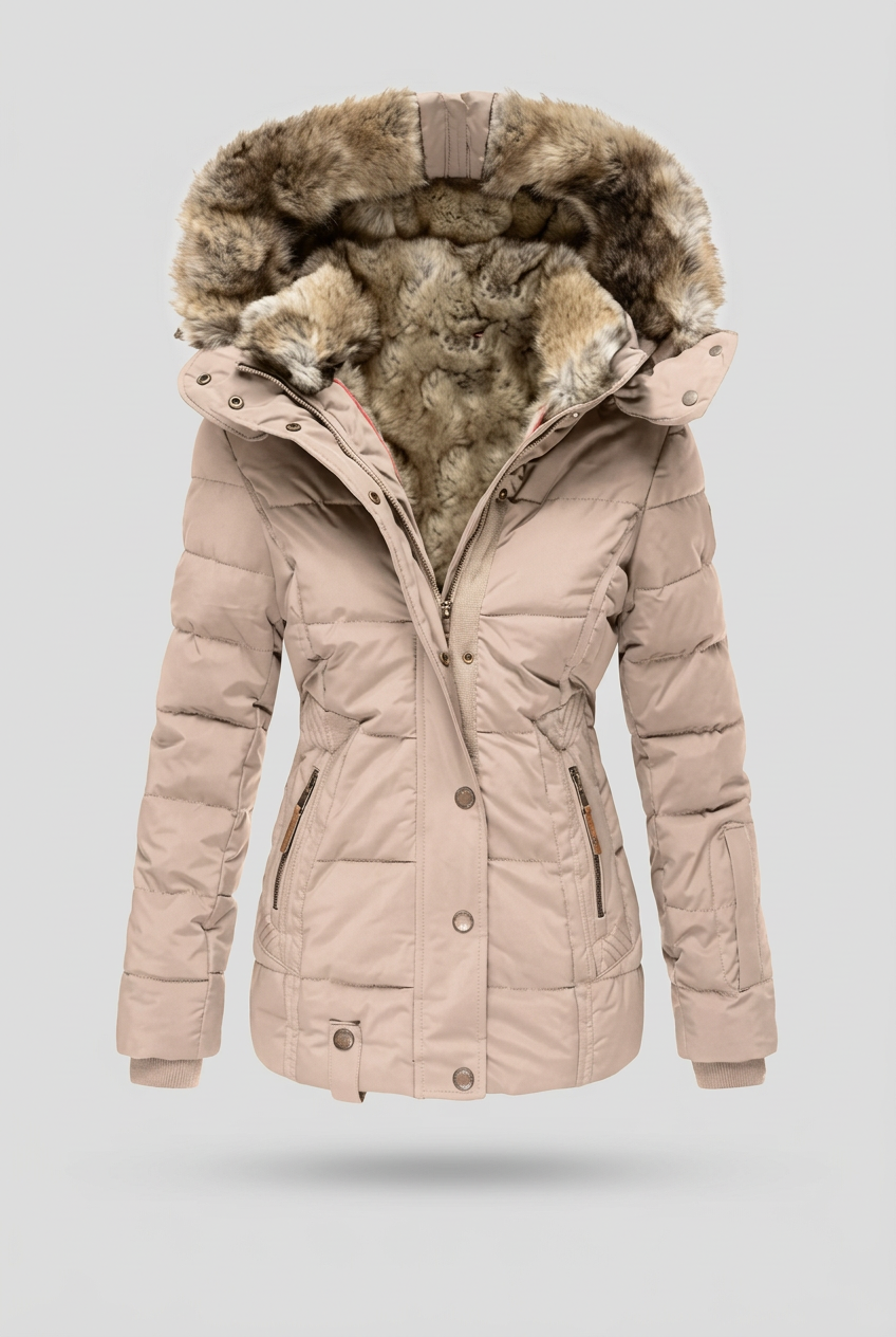 Krystle pale pink puffer jacket studio preview