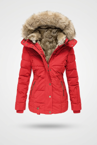 Krystle red puffer jacket studio preview