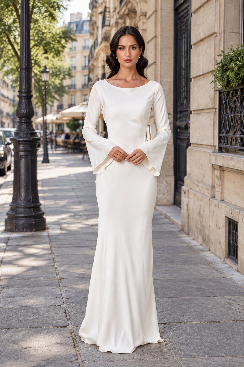 Long-Sleeve Flowing Maxi Dress