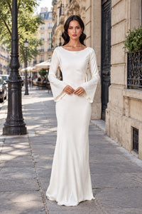 Long-Sleeve Flowing Maxi Dress