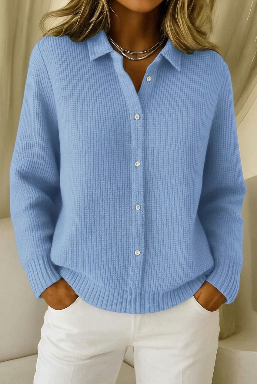 Light blue Bonnie jumper in 2:3 portrait