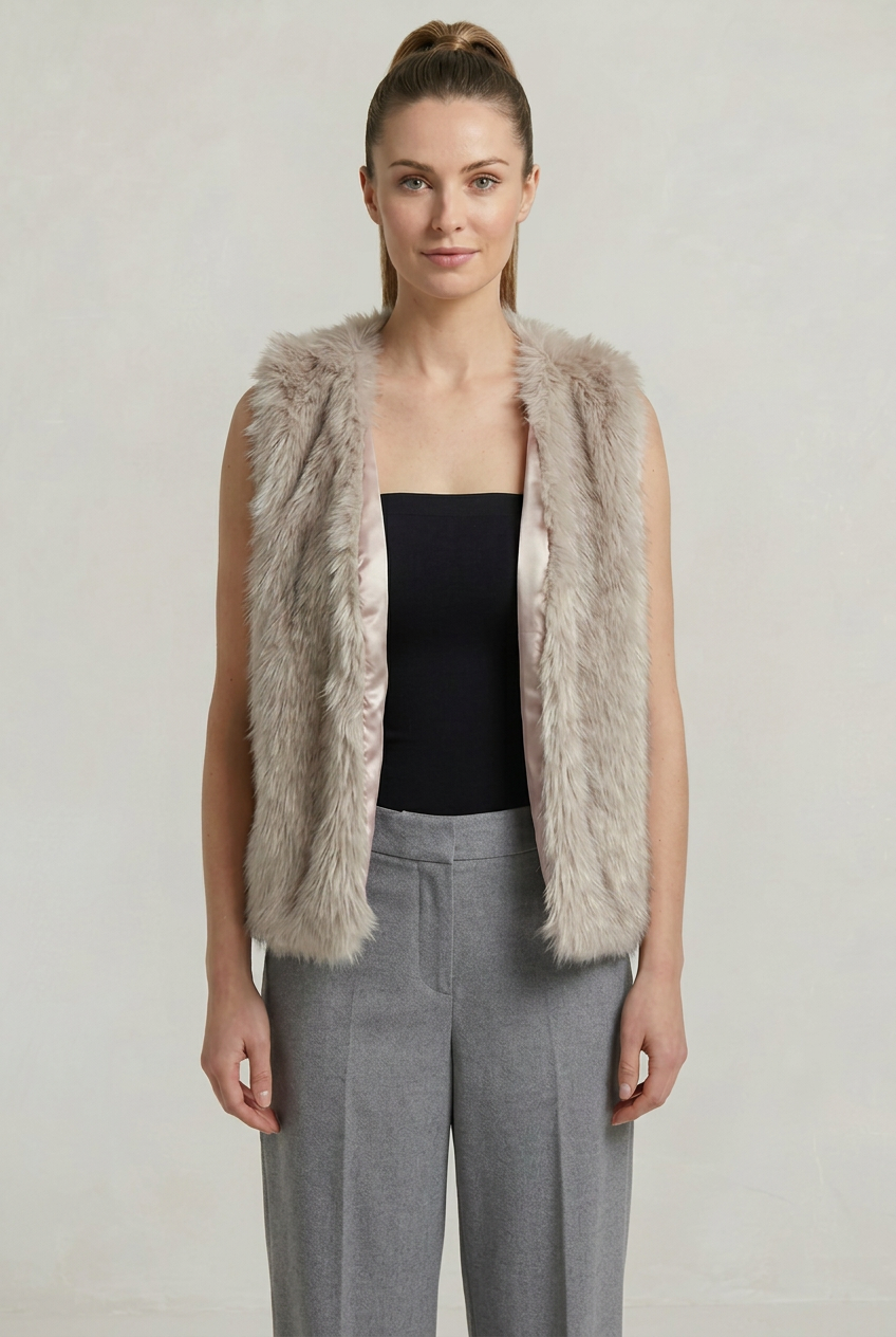 Light grey-beige Nancy gilet, front view