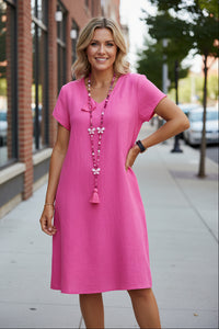 Elegant V-Neck A-Line Dress