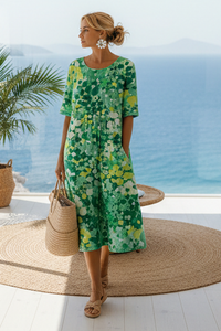Floral bedrucktes Midikleid für mühelose Sommertage