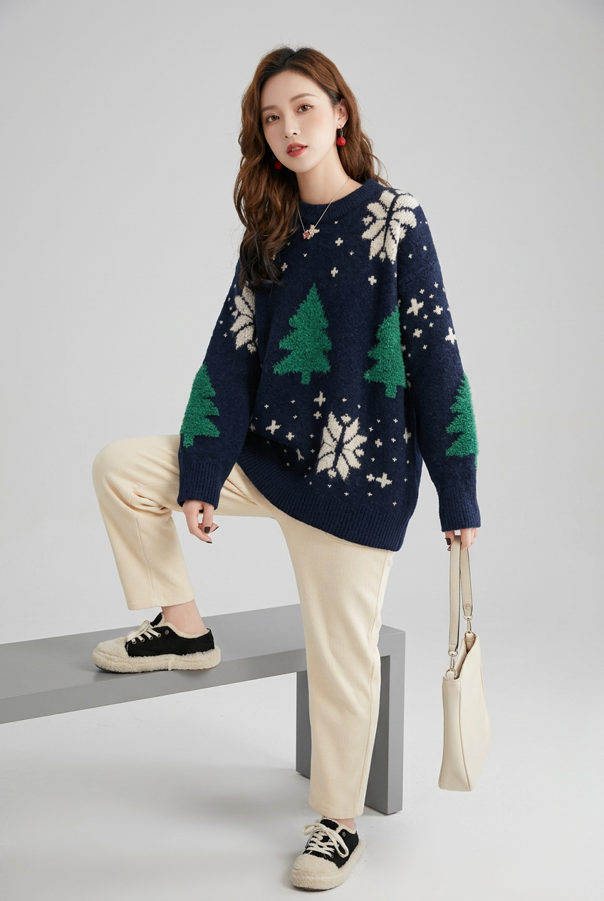 Navy jumper studio view