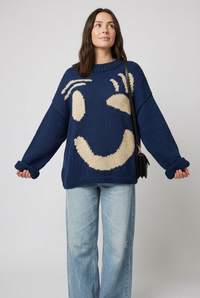 Navy smiley jumper studio preview