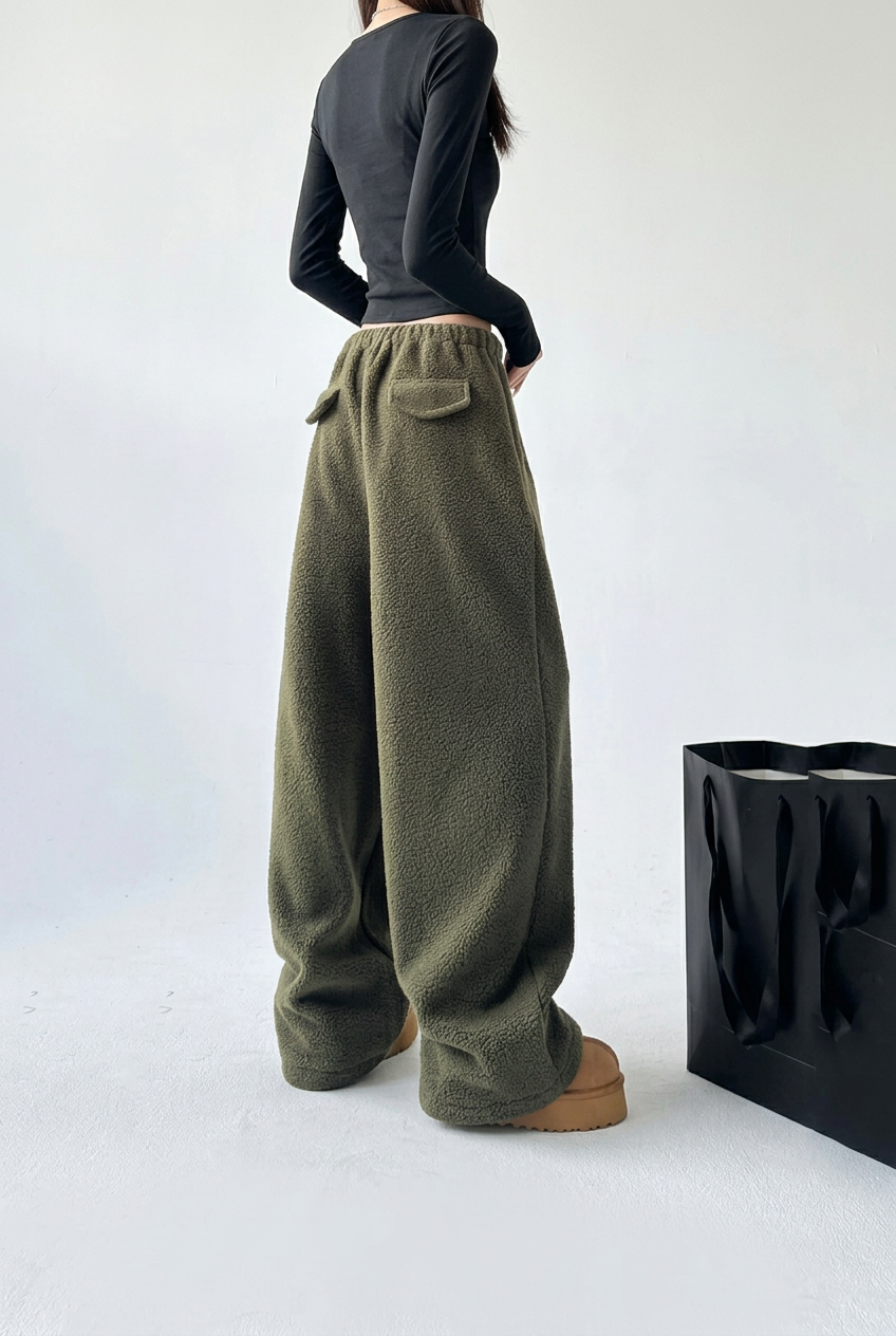 Olive trousers rear studio preview