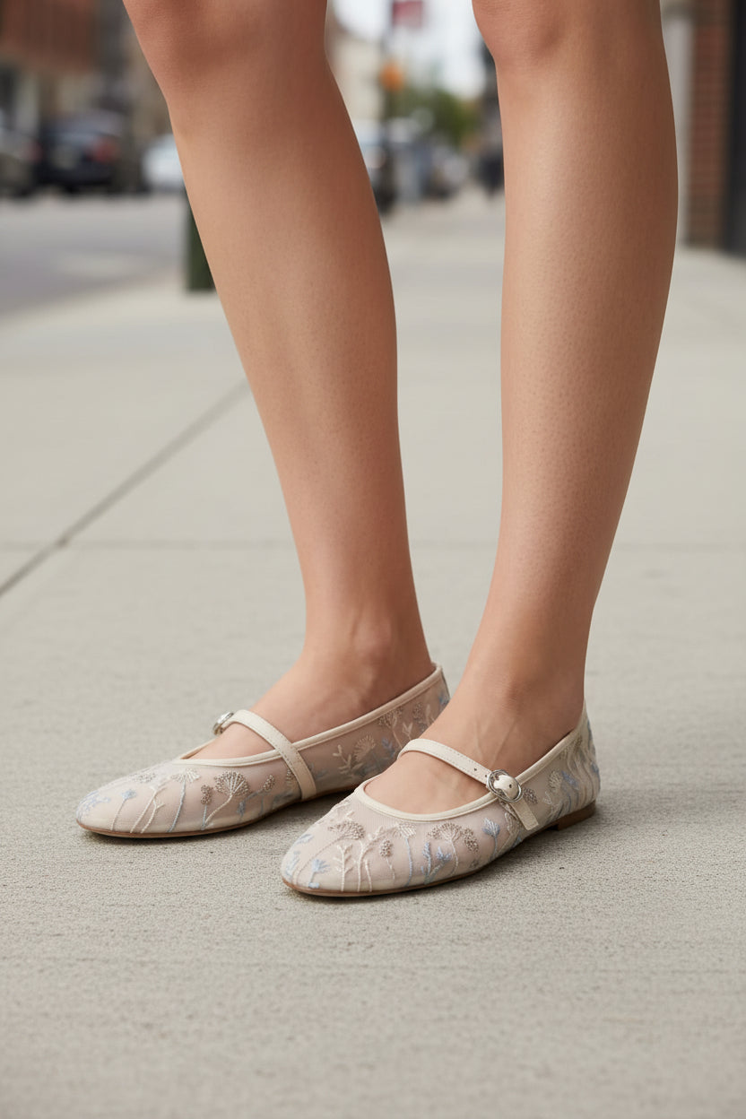 Embroidered Mary Jane Shoes