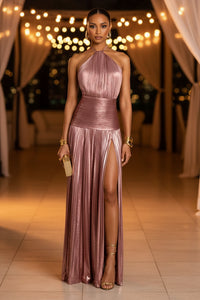Pleated Maxi Evening Dress