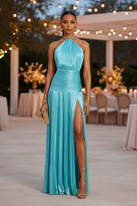 Pleated Maxi Evening Dress