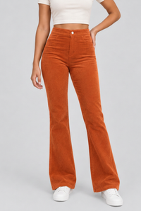 Orange Agnes trousers, studio view