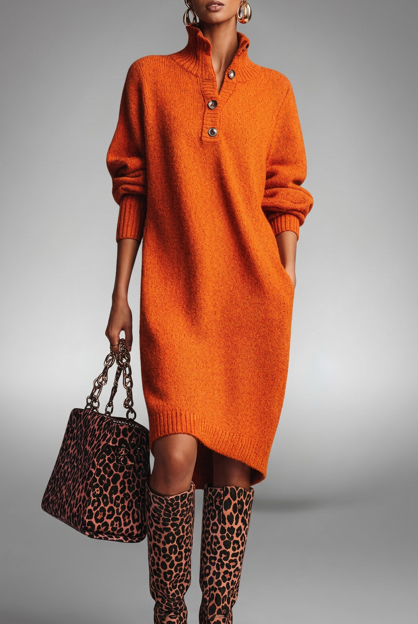 Orange Cora dress, front view
