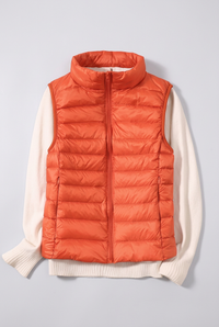 Orange Phoebe gilet studio preview