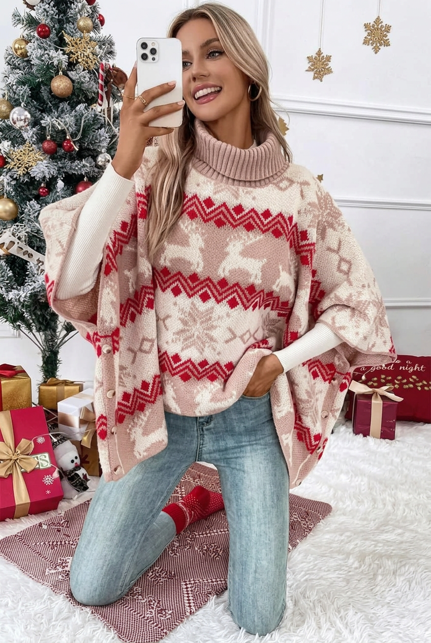 Orla jumper, kneeling selfie view