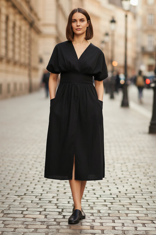 Flattering Wrap Midi Dress