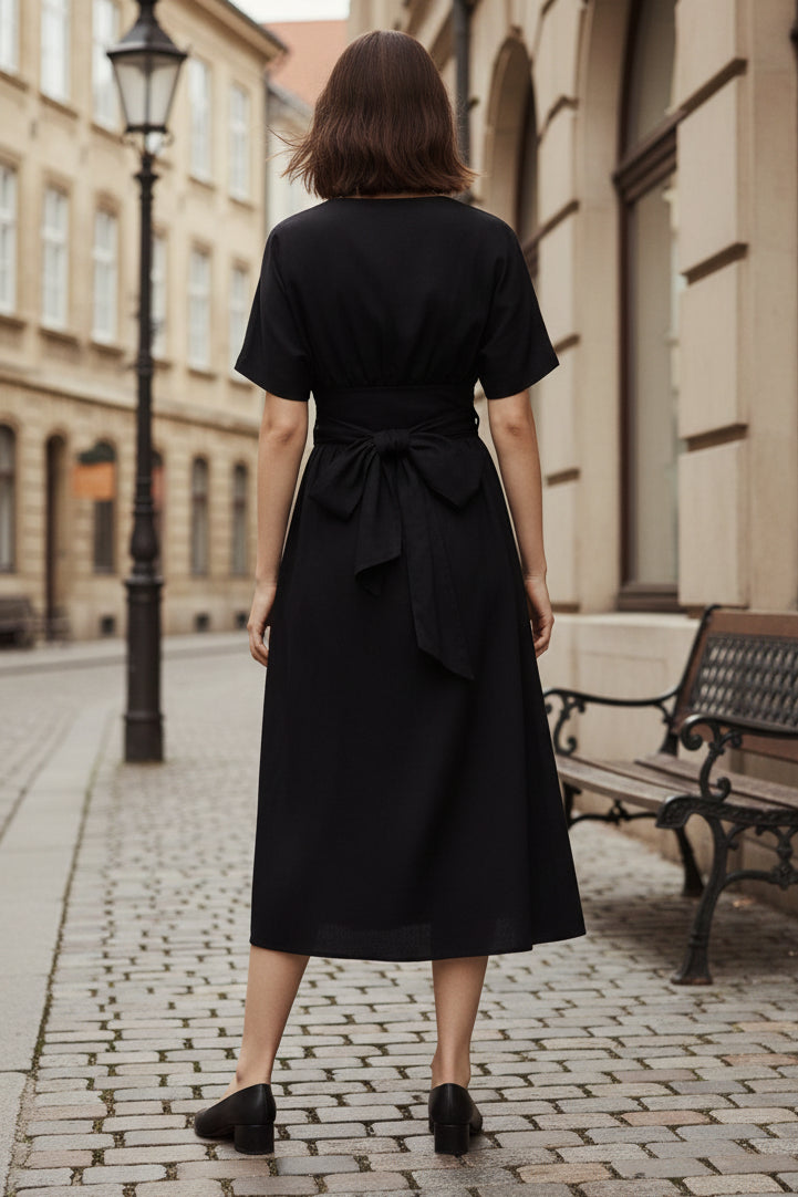 Flattering Wrap Midi Dress