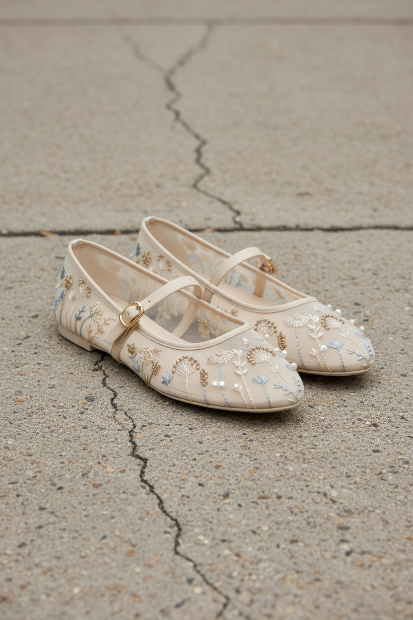 Embroidered Mary Jane Shoes