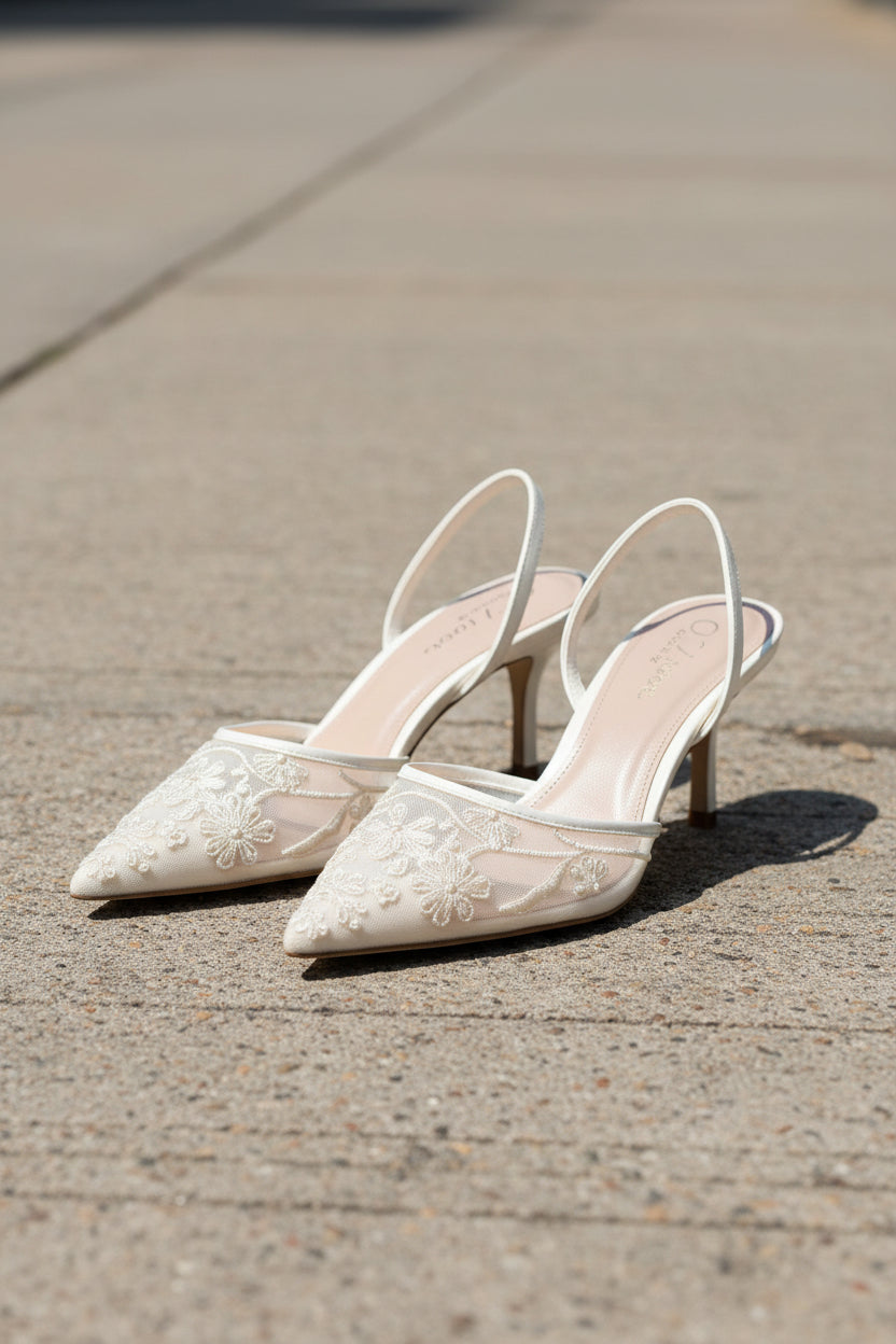 Embroidered Kitten Heel Footwear