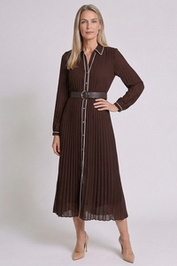 Esme | Women's Pleated Midi Dress with Long Sleeves