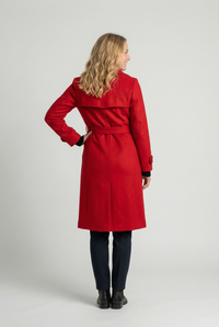 Red belted coat back studio preview