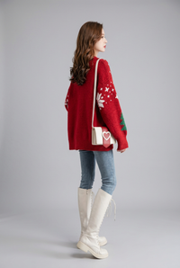 Red jumper side and back studio view