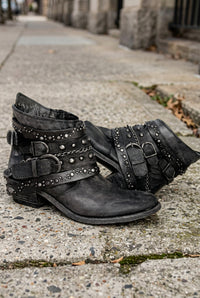 Studded Buckle Ankle Boots
