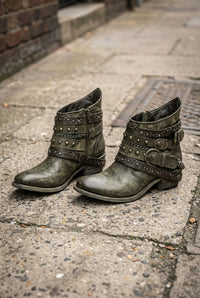 Studded Buckle Ankle Boots
