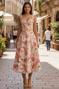 Soft Structure Floral Corset Midi Dress