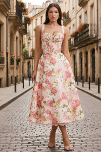 Soft Structure Floral Corset Midi Dress