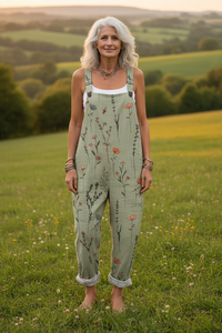 Floral Jumpsuit In Sage Green