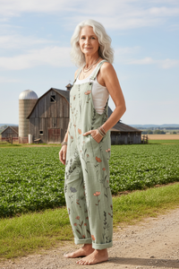 Floral Jumpsuit In Sage Green