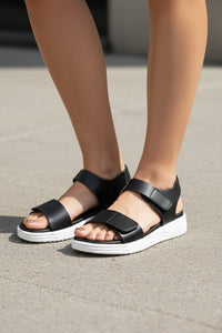 Adjustable Platform Sandals with Velcro Straps
