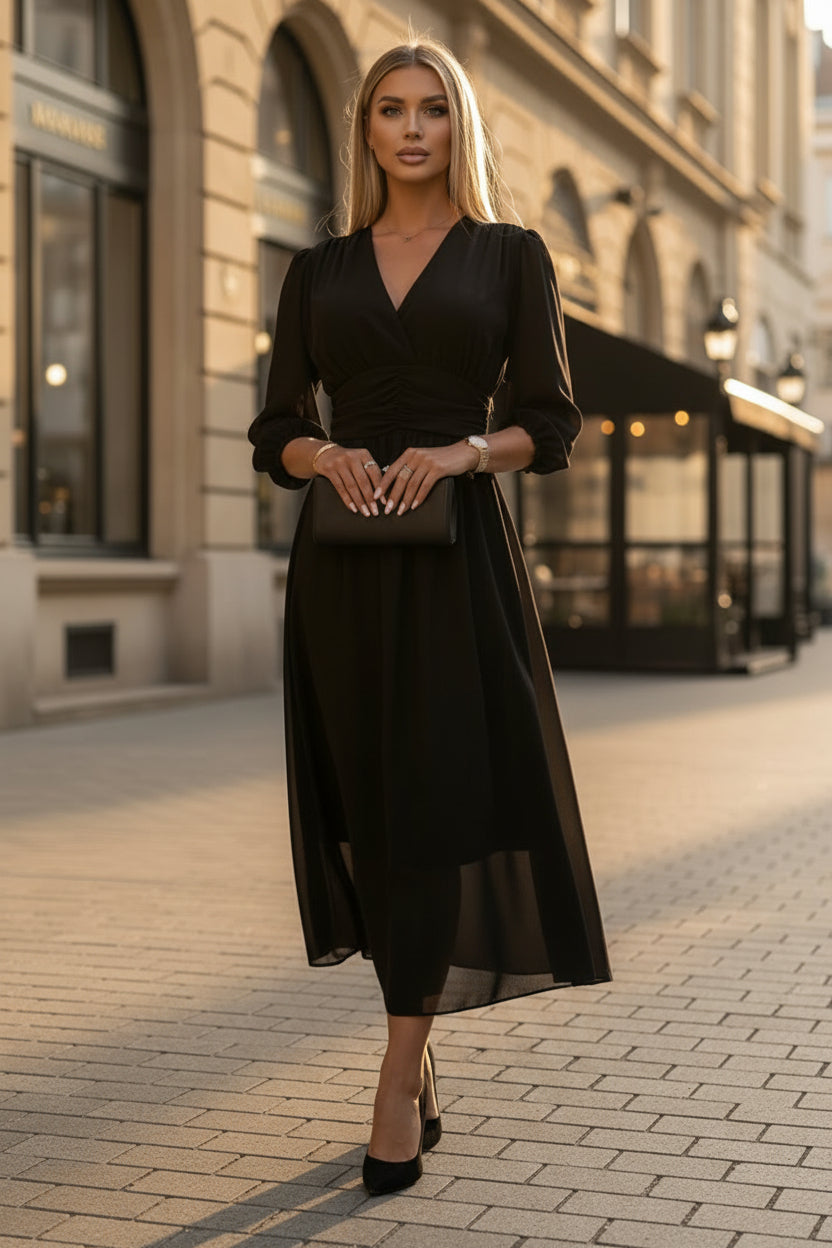 V-Neck Midi Dress