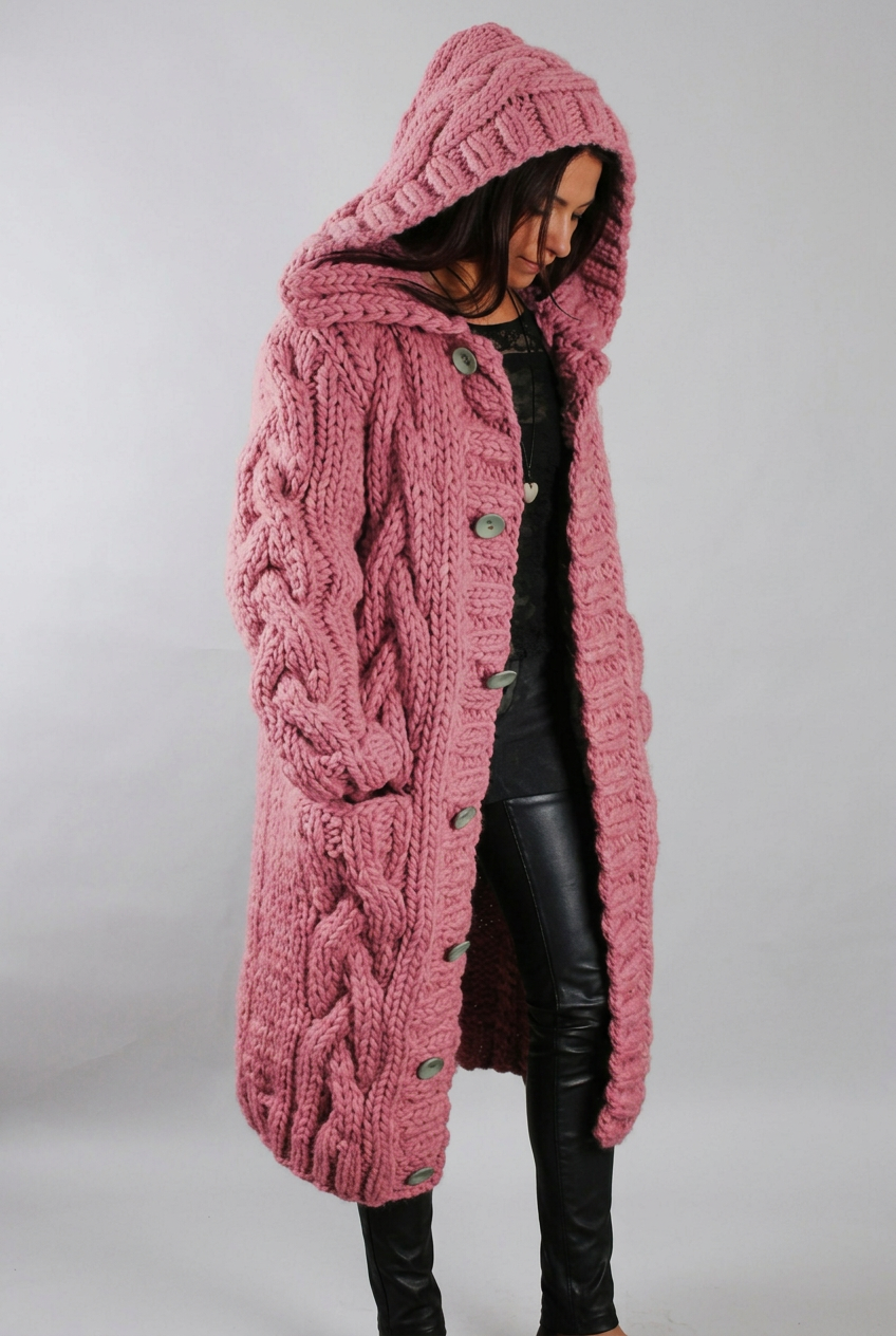 Shaniya pink cardigan studio preview