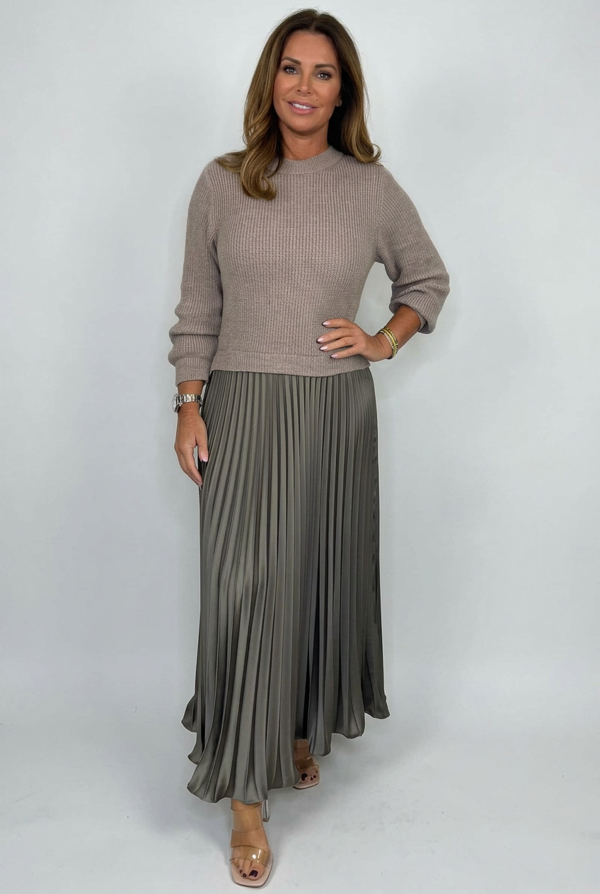 Taupe and grey Edie dress