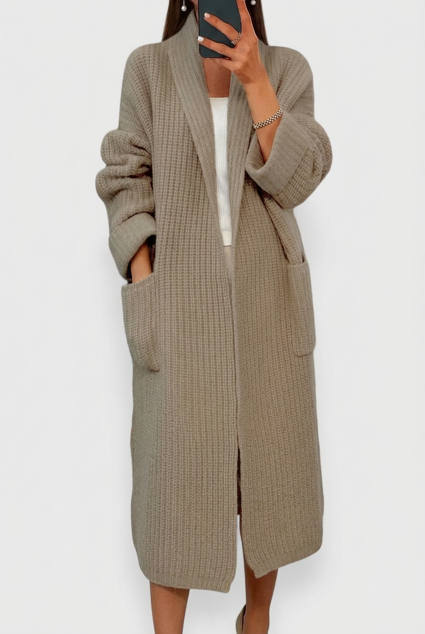 Taupe Mabel cardigan in 2:3