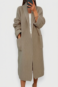 Taupe Mabel cardigan in 2:3