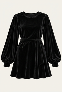 Thea black velvet dress, dress-only view in 2:3