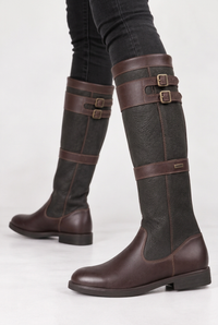 Two-tone Mabel riding boots studio preview