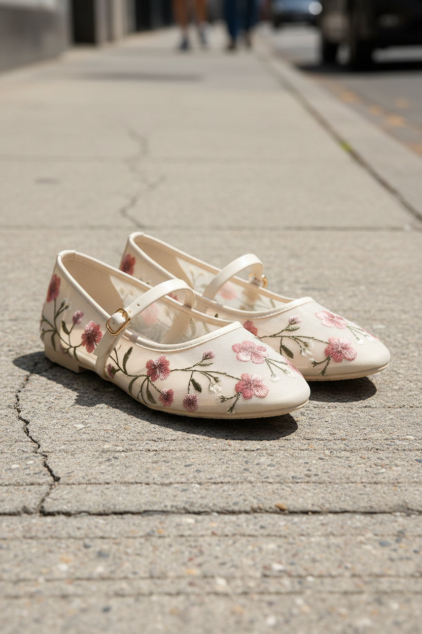 Embroidered Mary Jane Shoes