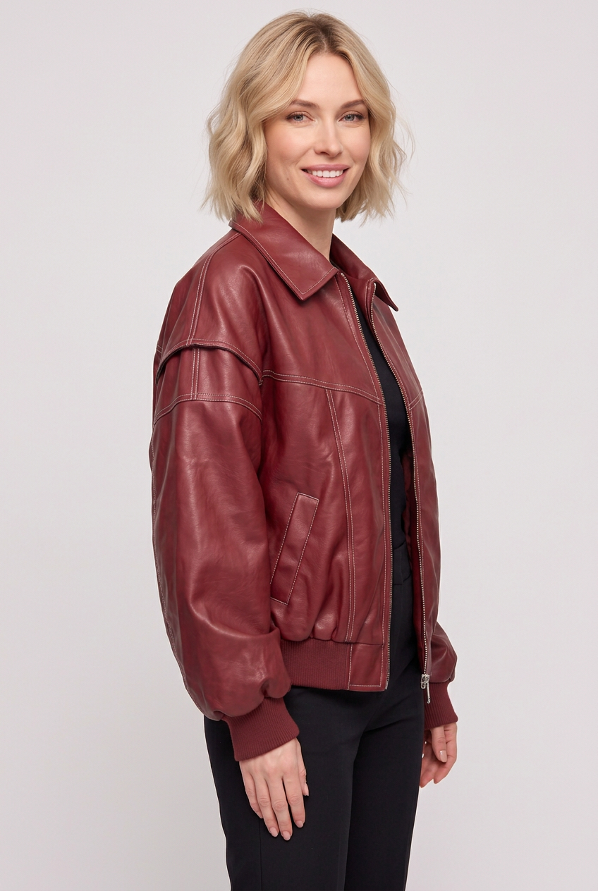 Wren leather bomber side studio preview