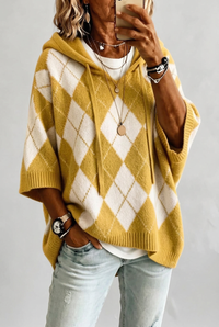 Yellow Winnie argyle jumper in 2:3